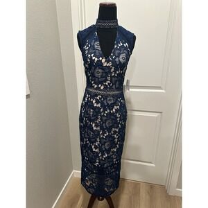 NWT Navy Blue Lace Dress COOPER ST Sz 2 Holiday Cocktail Evening